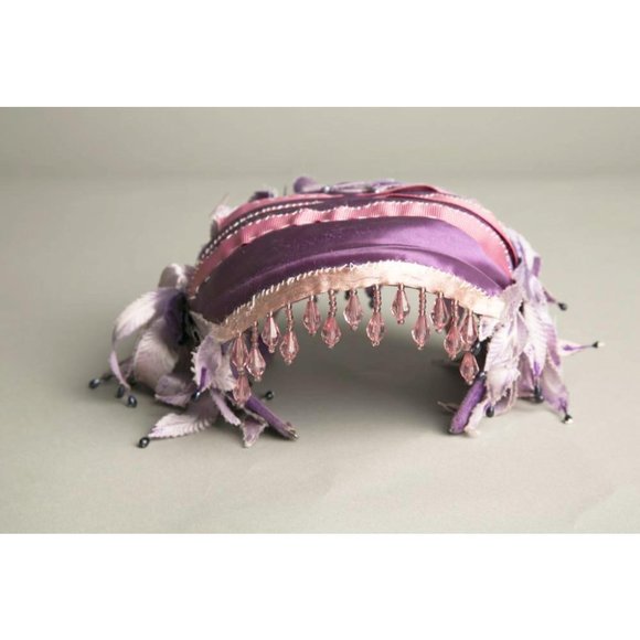 Blazsak Vintage Toque Hat Handmade Crystals Beaded Fascinator Millinery main image 8